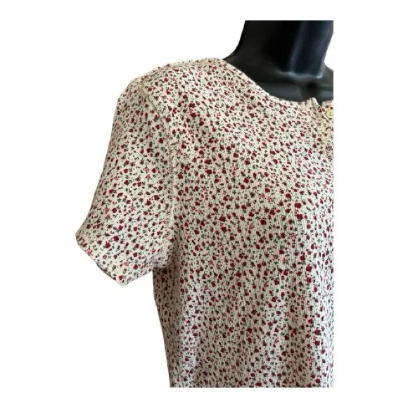 Vintage Women's Faded Glory Floral Top - White and Red Size Large - Picture 3 of 8